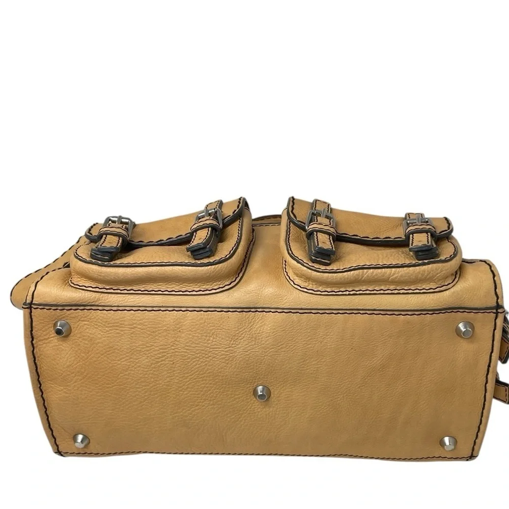 CHLOE Satchel Tote Purse Camel Brown Leather Buttery Pebbled Leather Luxury